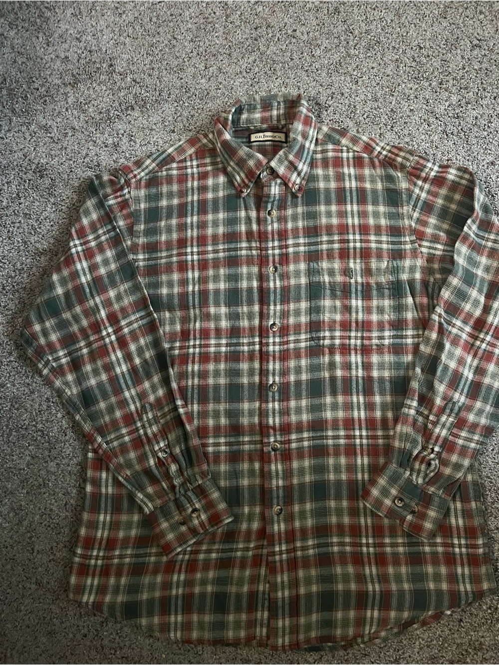G.H. Bass & Co. Green and Red Plaid Button-Down Shirt